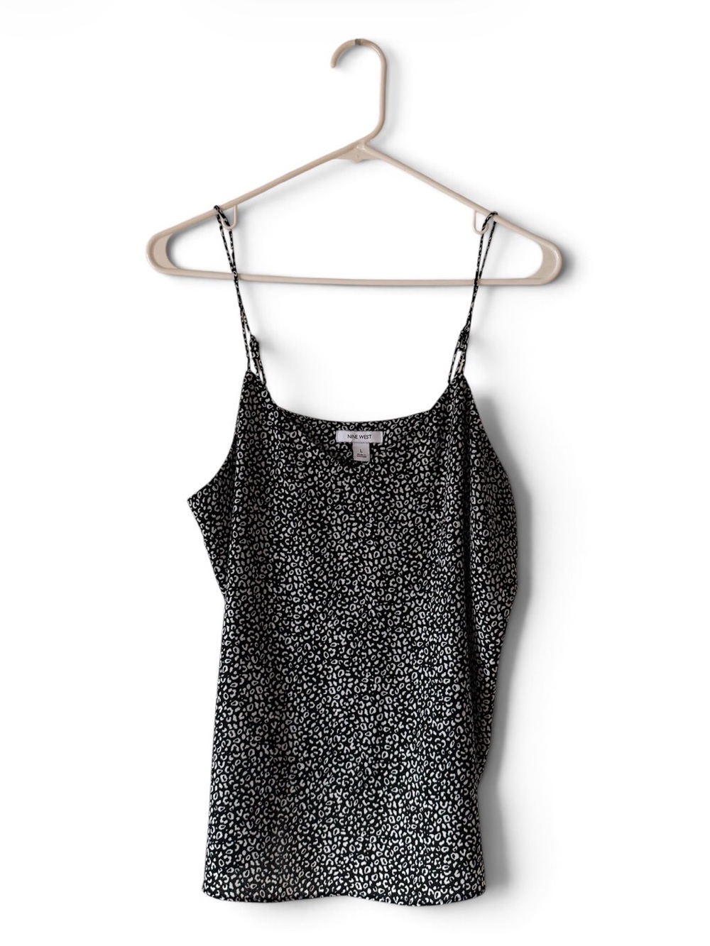 Nine West Black and White Micro Ocelot Print Spaghetti Strap Tank Top